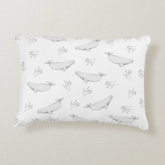 Coussins Décoratifs Illustration de baleines beluga délicates et d'alg (Dos)