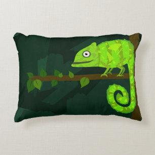 Coussins Décoratifs Illustration de caméléon vert mignon Reptile tropi
