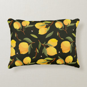 Coussins Décoratifs Illustration de citron : Motif peint à la main san