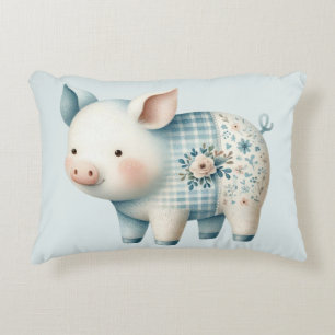 Coussins Décoratifs Illustration de Cottagecore avec un Cochon en Patc