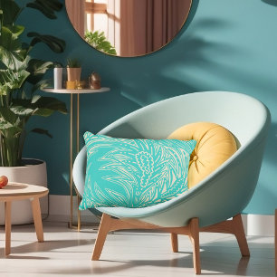 Coussins Décoratifs Illustration de feuilles motif turquoise