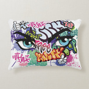 Coussins Décoratifs Illustration de graffiti avec lettres de graffitis