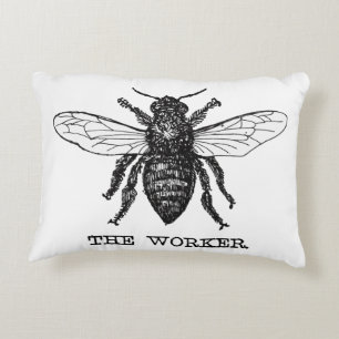Coussins Décoratifs Illustration de l'abeille du travailleur vintage