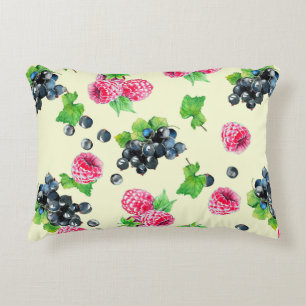 Coussins Décoratifs Illustration de l'aquarelle de framboise et de cas