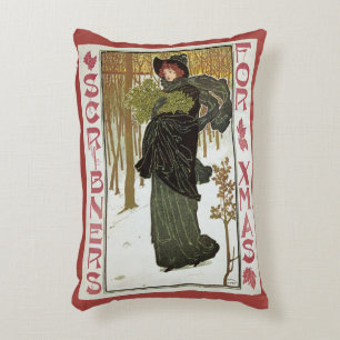 Coussins Décoratifs Illustration de Noël Art nouveau de Scribners Couv