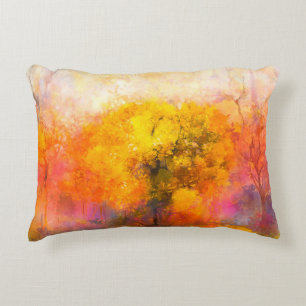 Coussins Décoratifs Illustration douce forêt d'automne colorée. Abstra