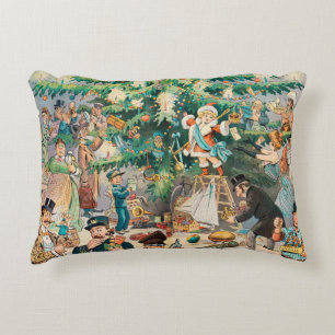 Coussins Décoratifs Illustration vintage L'Arbre de Noël de Puck, 1902