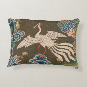 Coussins Décoratifs Impression de broderie en soie blanche antique chi