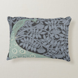 Coussins Décoratifs Impression de paon bleu Art Nouveau vintage Verneu