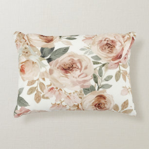 Coussins Décoratifs Impression Florale Aquarelle de Roses Roses Tendre