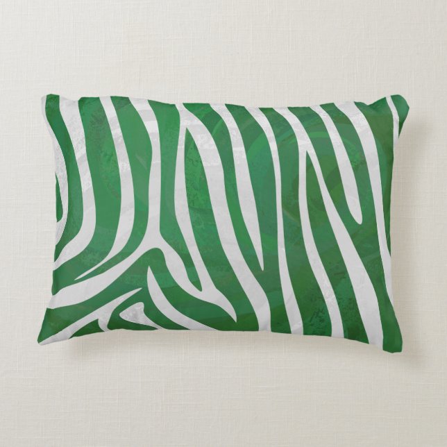 Coussins Décoratifs Impression verte et blanche Zebra (Dos)