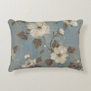 Coussins Décoratifs Imprimé floral marron bleu clair rustique