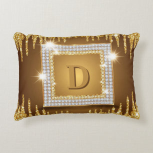 Coussins Décoratifs ✨ Initiale de monogramme doré personnalisée avec n