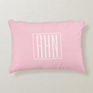 Coussins Décoratifs Initiales Monogramme Blanc Sur Rose Clair