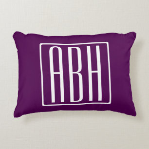 Coussins Décoratifs Initiales Monogramme Blanc Sur Violet Foncé