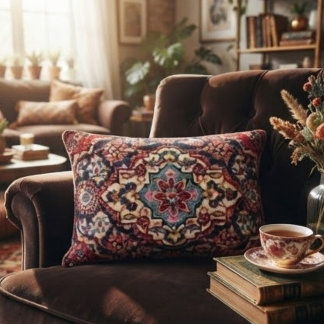 Coussins Décoratifs Intricately Woven Persian Rug Red Floral