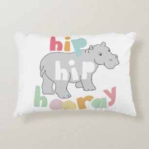 Coussins Décoratifs ip Hip Hip Houray Gris Hippo Dessin mignon Animal
