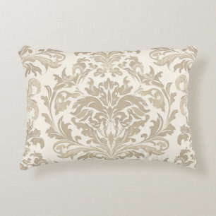 Coussins Décoratifs Ivoire Élégance Baroque Damassé Classique Antique