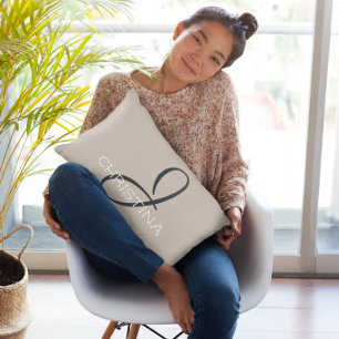 Coussins Décoratifs J Initial Nom Personnalisé Neutre Taupe Brun