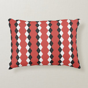 Coussins Décoratifs Jacquard plaid. Motif écossais en blanc, noir et