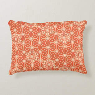 Coussins Décoratifs Japonais Asanoha motif - corail orange