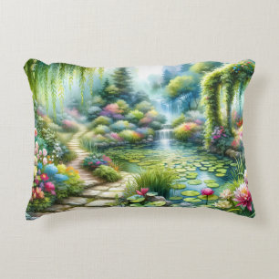 Coussins Décoratifs Jardin de cascade enchanté avec bassin de nénuphar