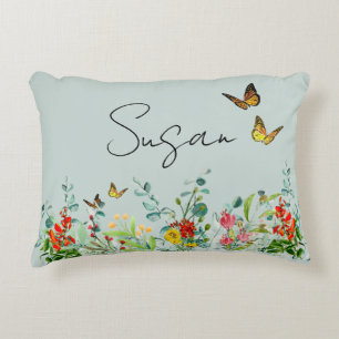 Coussins Décoratifs Jardin de fleurs sauvages papillon Fleur personnal