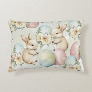 Coussins Décoratifs Jardin de lapins à l'aquarelle