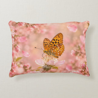 Coussins Décoratifs Jardin Floral Papillon Rose