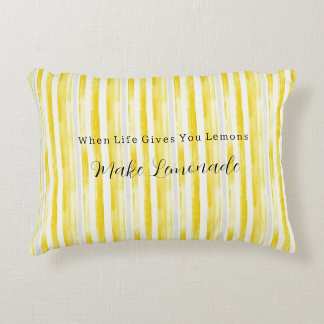 Coussins Décoratifs Jaune Citron Rayures Blanches (Devant)