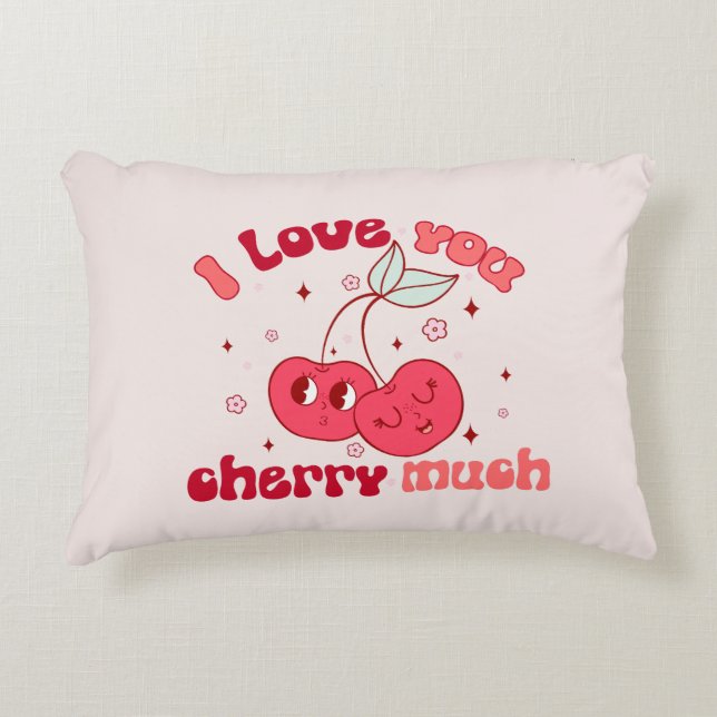 Coussins Décoratifs Je T'Aime Beaucoup Cherry | Cute & Punny Cherry (Devant)