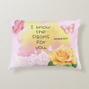 Coussins Décoratifs Jérémie 29:11 Verse Bible Pink Yellow Butterfly