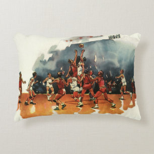 Coussins Décoratifs Jeu de basket-ball sportif vintage, joueurs de bas