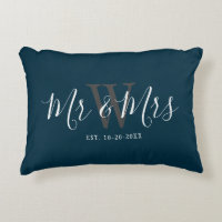 Jeunes mariés M. Mme Navy Blue Script Monogramme i