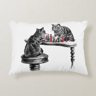 Coussins Décoratifs Jeux de société Deux chats jouant aux échecs Match