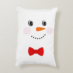 Coussins Décoratifs Joli bonhomme de neige personnalisé avec nœud papi