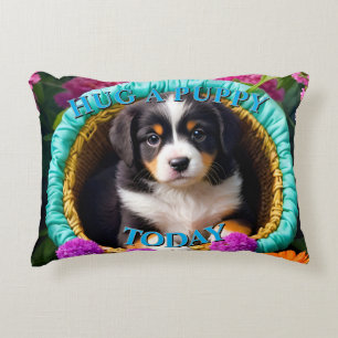 Coussins Décoratifs Joli chiot dans une panier