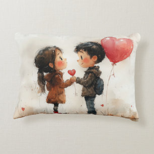 Coussins Décoratifs Joli Couple Aquarelle Ballon en Forme de Coeur Amo