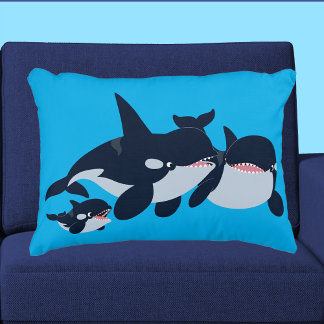 Coussins Décoratifs Joli Dessin Orca Famille Jeter Oreiller