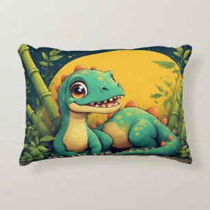 Coussins Décoratifs Joli dinosaure de dessin animé avec du bambou