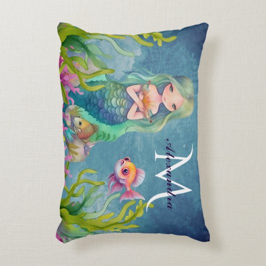 Coussins Décoratifs Joli monogramme de nom Sirène (Devant(Vertical))
