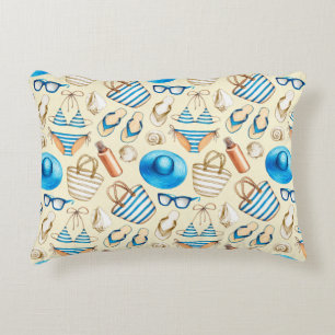 Coussins Décoratifs Joli motif d'été avec lunettes, bikini, umbrel