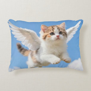 Coussins Décoratifs Joli Petit Chat Calico Tabby Volant Ciel Bleu