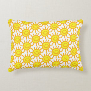 Coussins Décoratifs Joli visage jaune heureux Monogramme Initial Solei