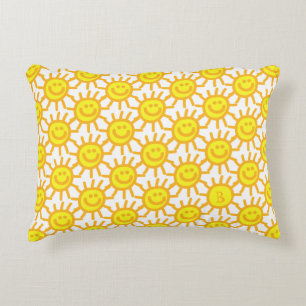 Coussins Décoratifs Joli Visage Jaune Joli Soleil Monogramme initial