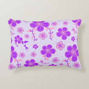 Coussins Décoratifs Jolie impression florale violette et rose sur fond