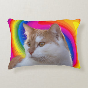 Coussins Décoratifs Jolie Photo de Chat Coloré Arc-en-Ciel