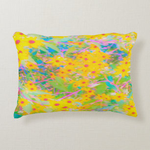 Coussins Décoratifs Jolies fleurs jaunes et rouges avec turquoise
