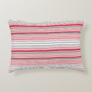 Coussins Décoratifs Jolies rayures grises rouges