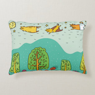 Coussins Décoratifs Journées Ensoleillées Chats Volants Animaux de Com